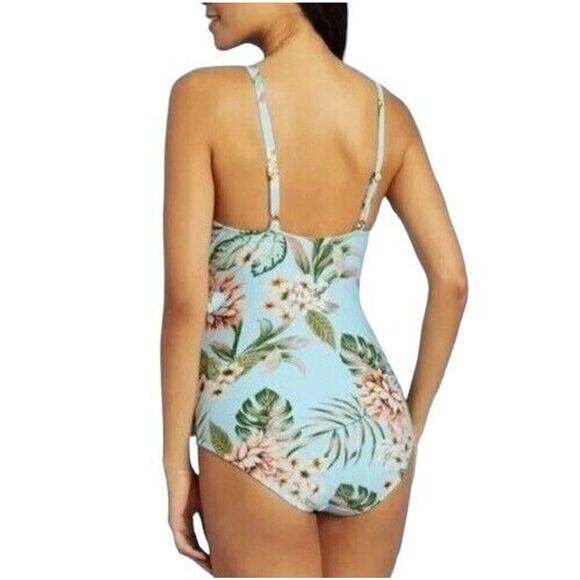 NEW Kona Sol One Piece Swimsuit Sz XL Full Coverage Wrap Tropical Floral Modest - Picture 3 of 11